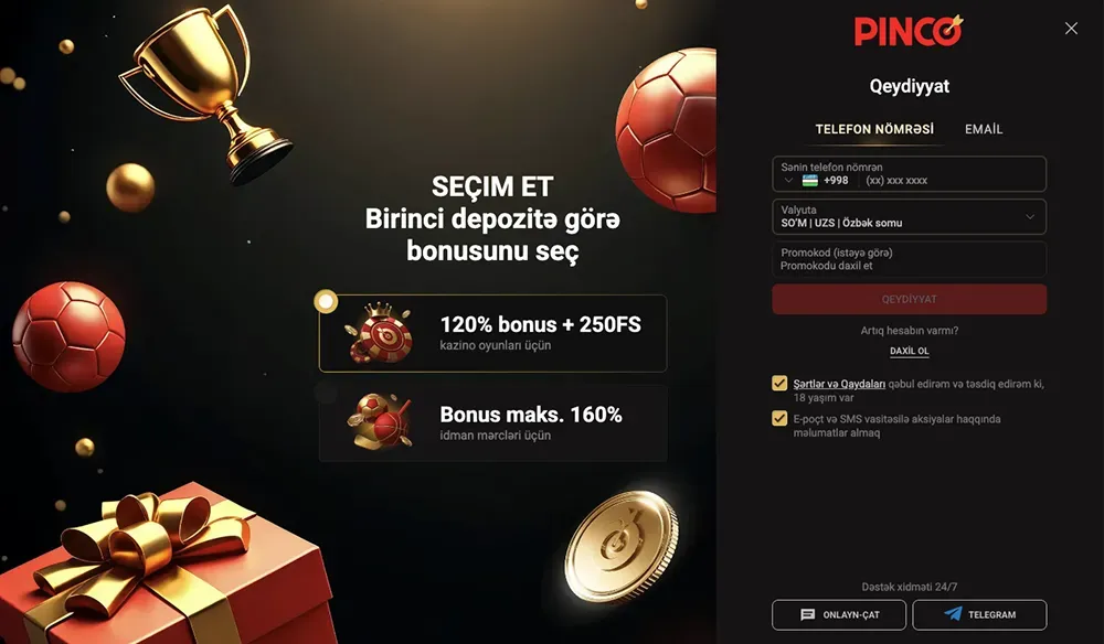 pinco qeydiyyat prosesi